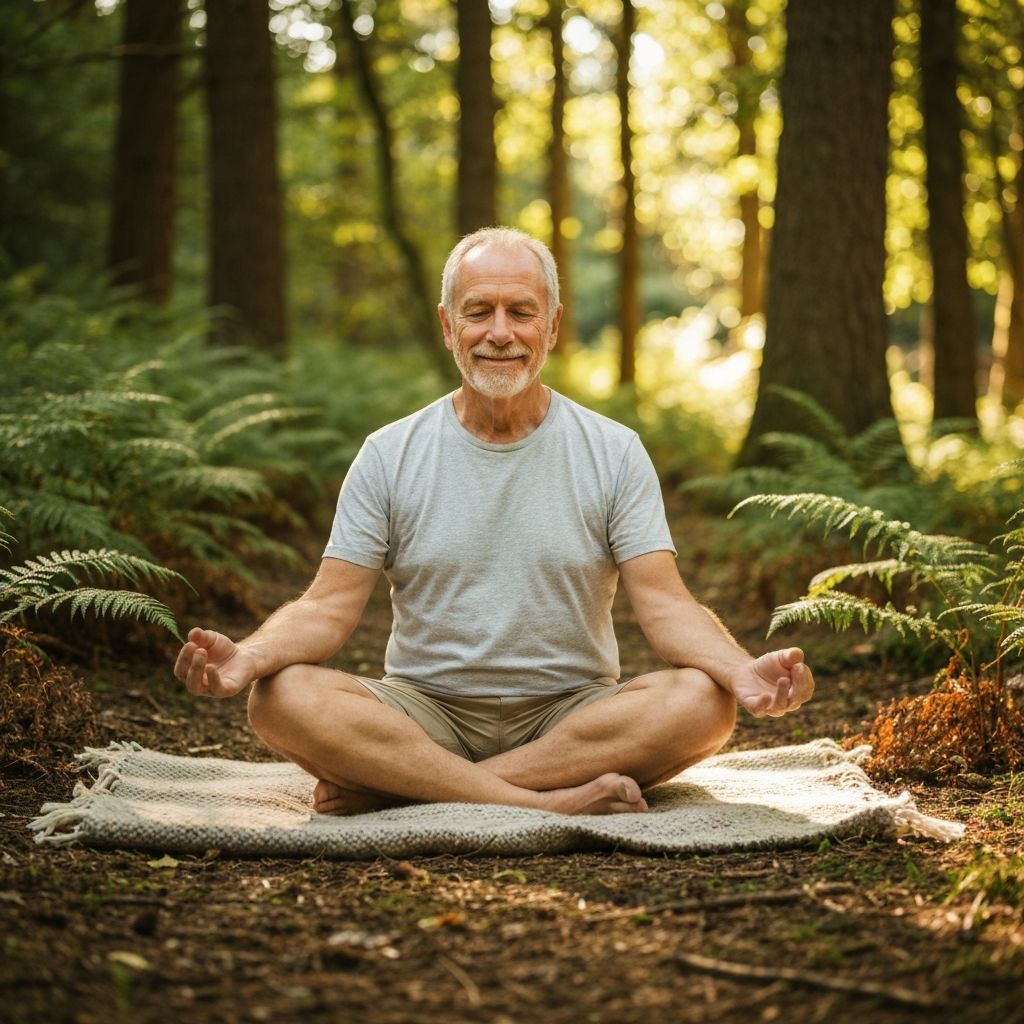 Man practicing mindfulness in nature